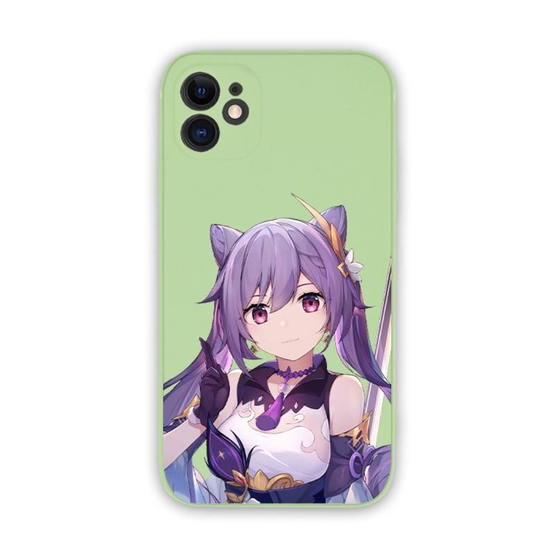 Genshin Impact Keqing Phone Case For IPhone 14 11 12 13 Pro Max X XR XSMax 6 6S 7 8 Plus SE 2022 Soft Square Color Phone Cover
