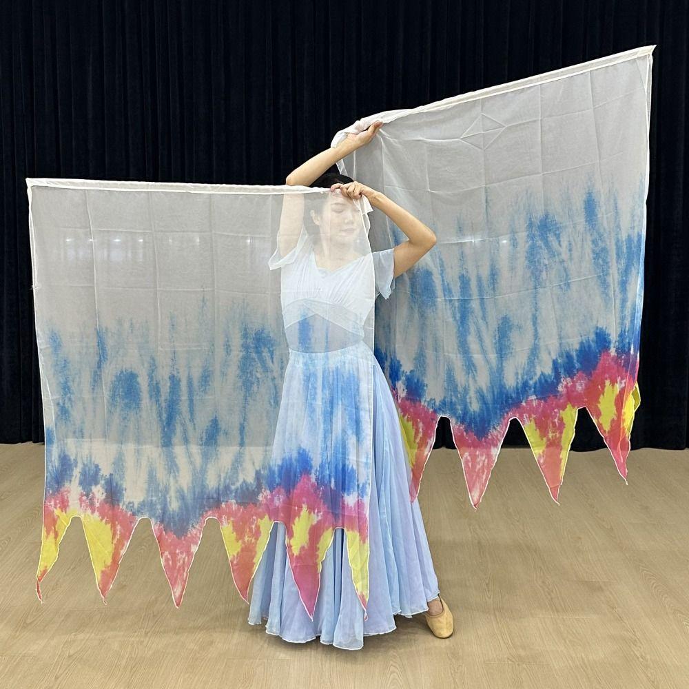 Multicolor Rectangle Flags with Telescopic Sticks Colorful Scarves Flag Dance Performance