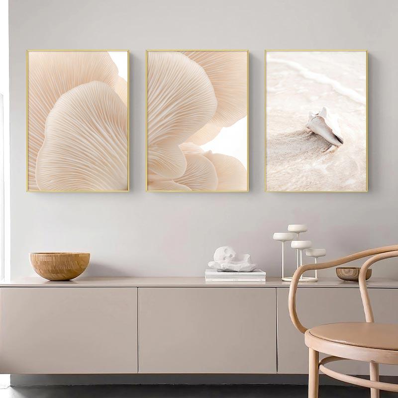 Скандинавский бежевый цветок, трава, холст, картина, пейзаж, картина, минималистичный настенный художественный постер, пейзажный принт, современный декор для дома, комнаты