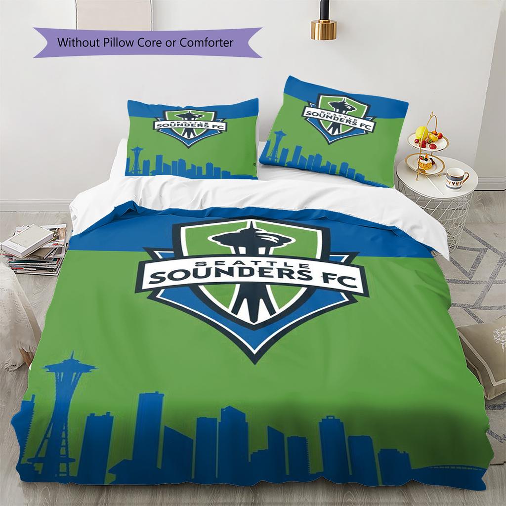 The Seattle Sounders FC Pattern Bedding Set Quilt Cover Pillowcase Home Decor Gift (1 * duvet cover + 2 * pillowcase, without core)