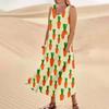 Women's Summer Casual Fashion Easter Printed Sleeveless Round Neck Pocket Dress