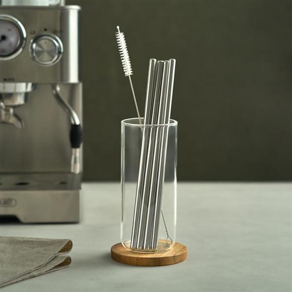 Набор щеток для чистки соломинок из нержавеющей стали Esteban Hoff 22,5 см прямые 4 шт. + щетка для чистки 1 шт.