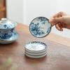 Ретро-подставка под чашку для чая в стиле дзен, сине-белый фарфор – Керамическая противоожоговая теплоизоляционная подкладка для чайной церемонии Гунфу.