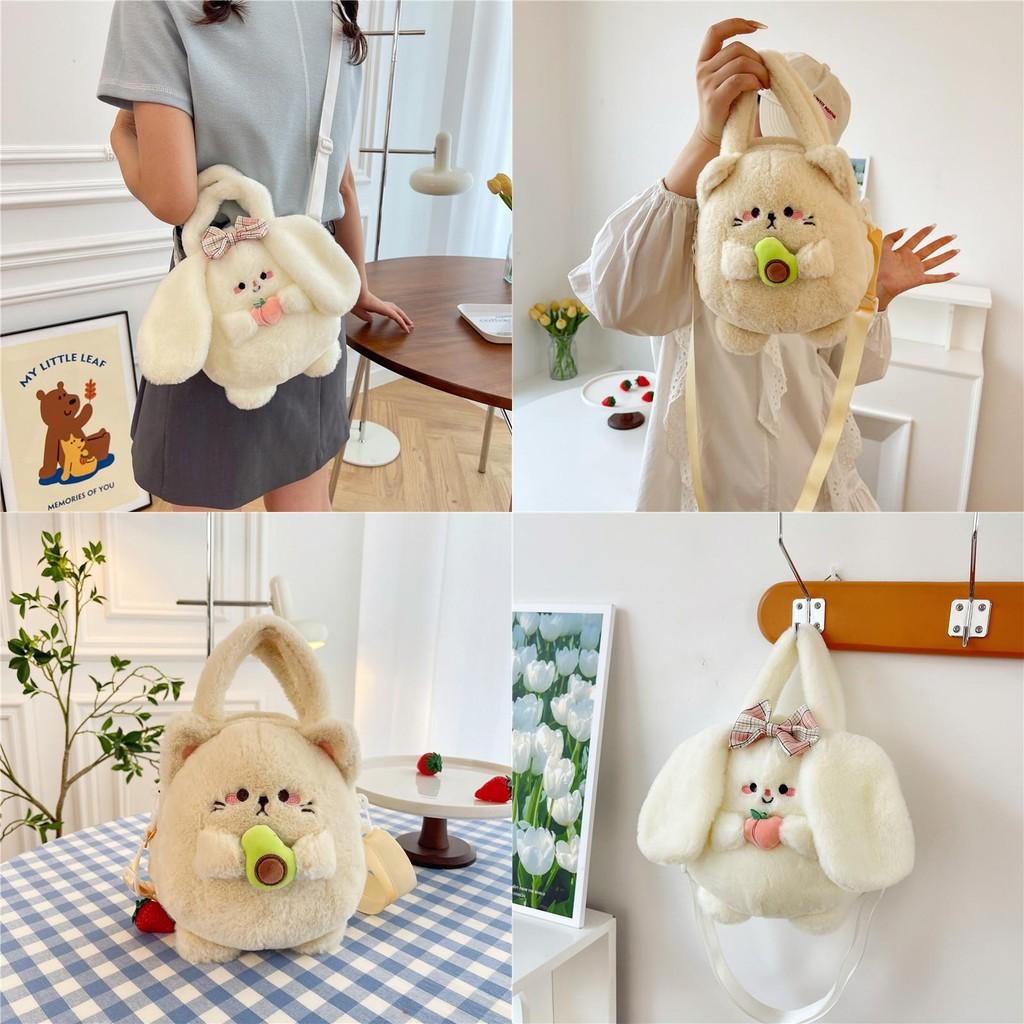 Avocado Toy Plush Bag Cute Cartoon Cat Doll Crossbody Bag For Children Girls