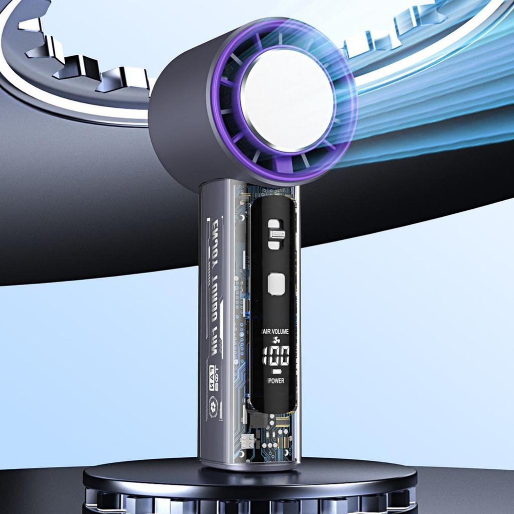 Ручной вентилятор, перезаряжаемый, портативный, персональное охлаждение, светодиодный дисплей, 100 скоростей, перезаряжаемый охладитель воздуха, для женщин, детей