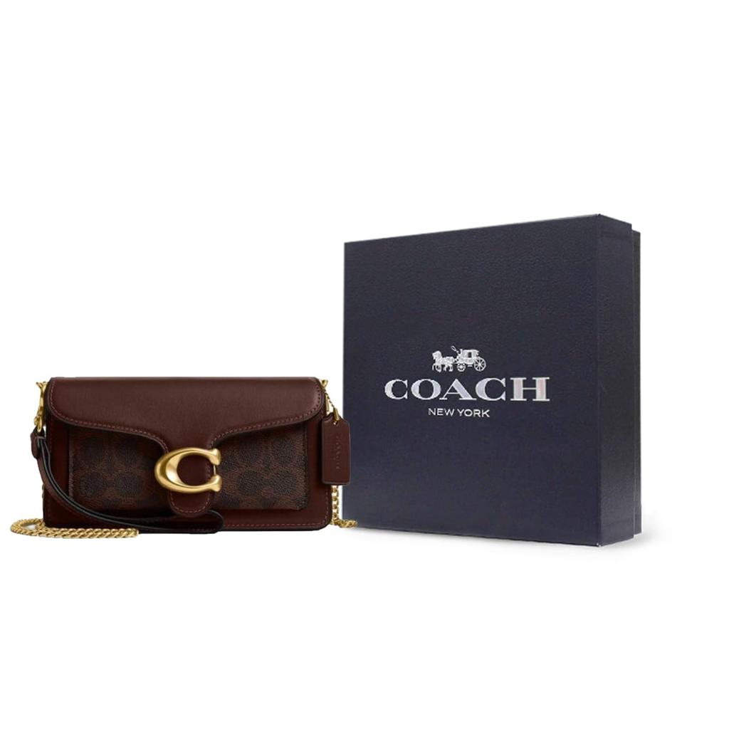 Coach Кросс-боди сумки из искусственной кожи с принтом "табби" и натуральной коровьей кожи, маленькие, женские, кленово-коричневые, CCD26-B4MPL