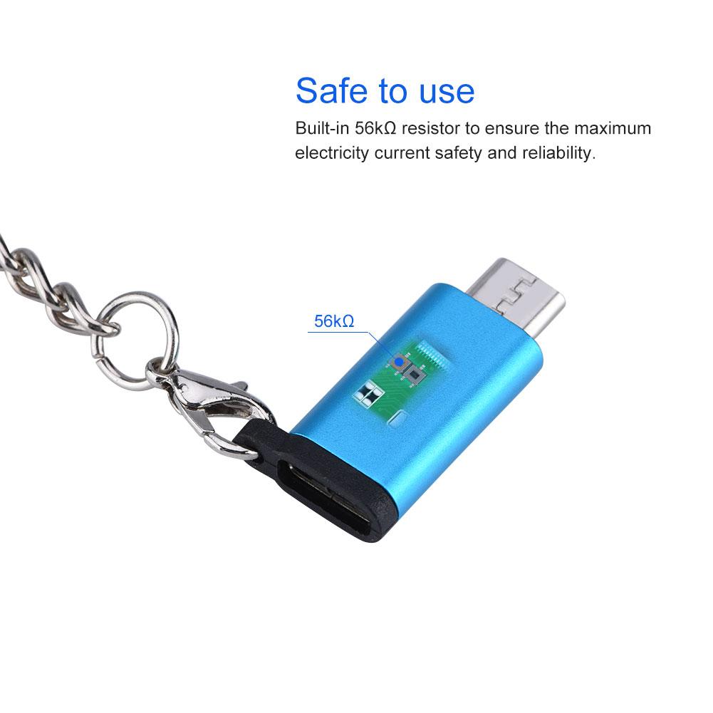5шт Тип C Android Female to Micro USB Male Data Adapter Converter Connector (синий)