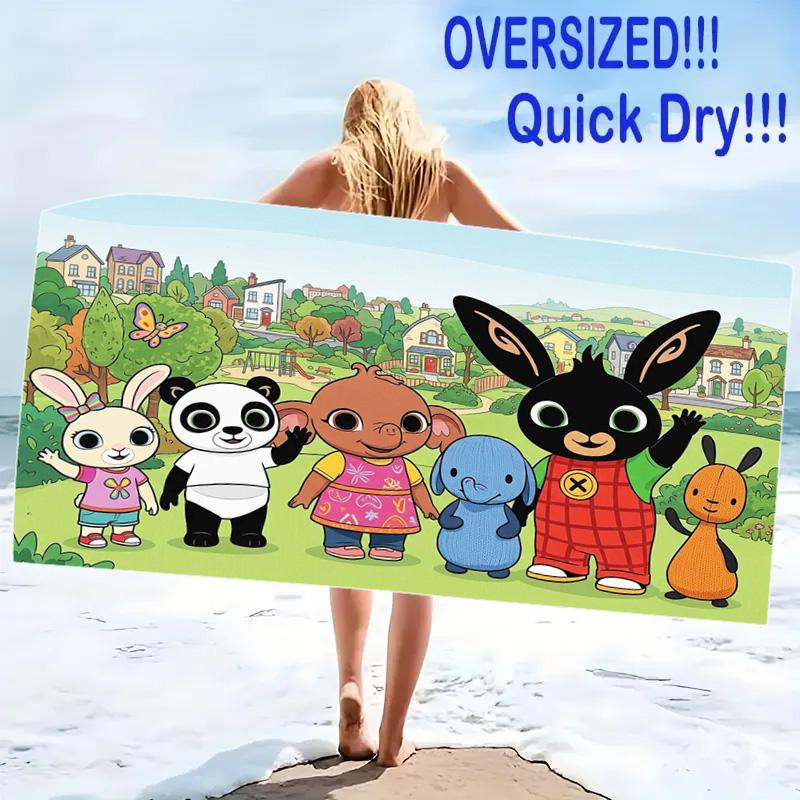 Bing Cartoon Print Beach Towel, Large Soft Quick Dry Towel for Beach Camping Swimming