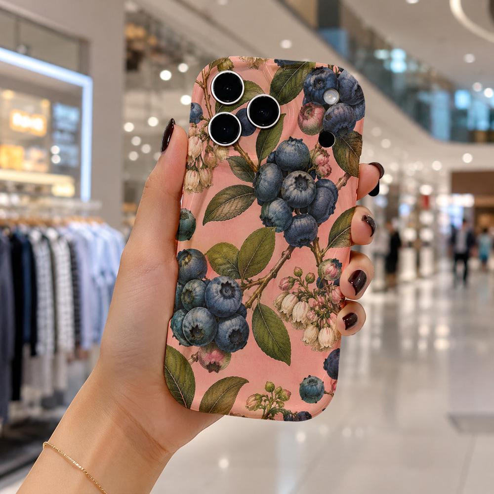 Blueberry Botanical Phone Case Vintage Fruit Art Hard Cover for iPhone Shockproof Protection Birthday Christmas Halloween Holiday Gift