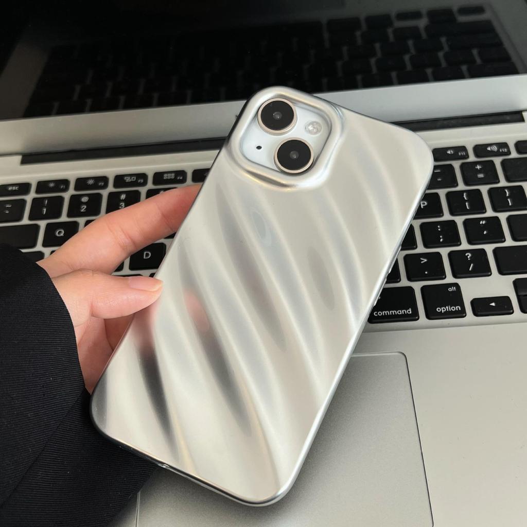 Серебристый чехол с рябью, подходящий для iPhone 11, iPhone 12, iPhone 13