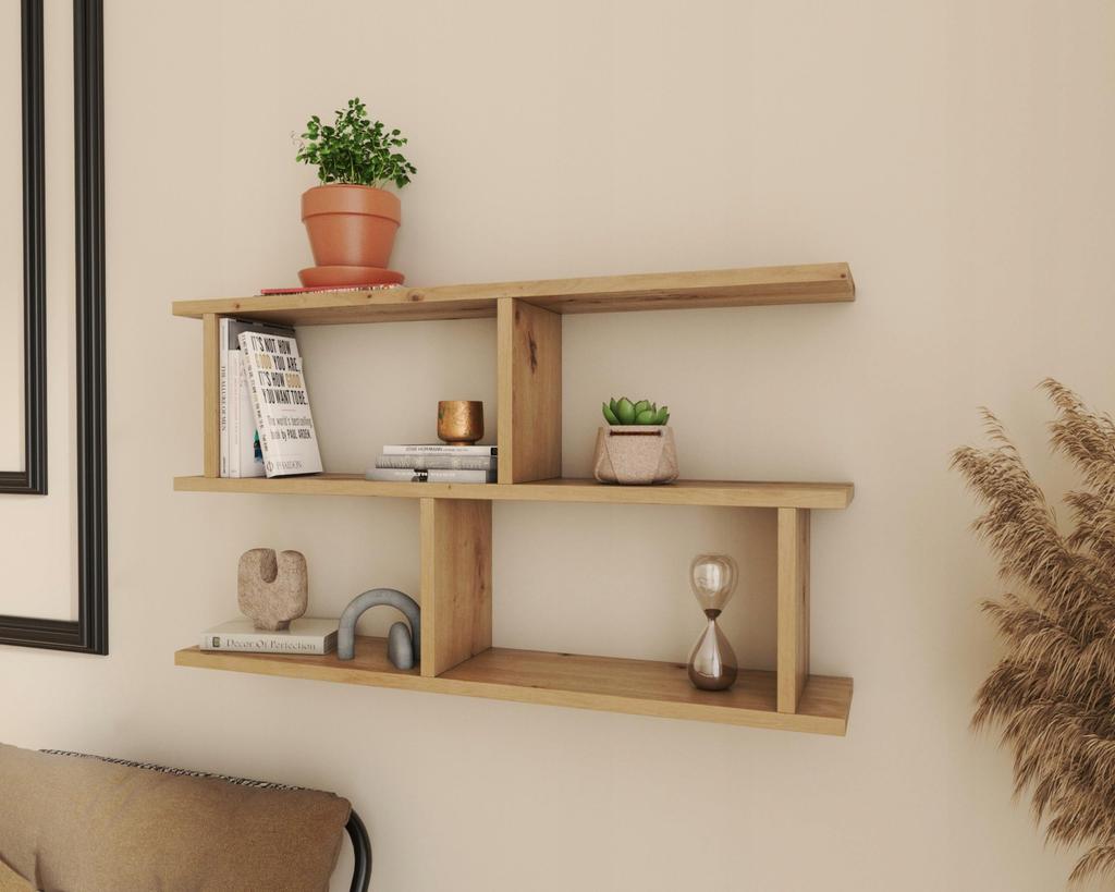 Luna Wall Shelf Oak Artisan Hanging Cabinet Bookshelf 2 Versions Per