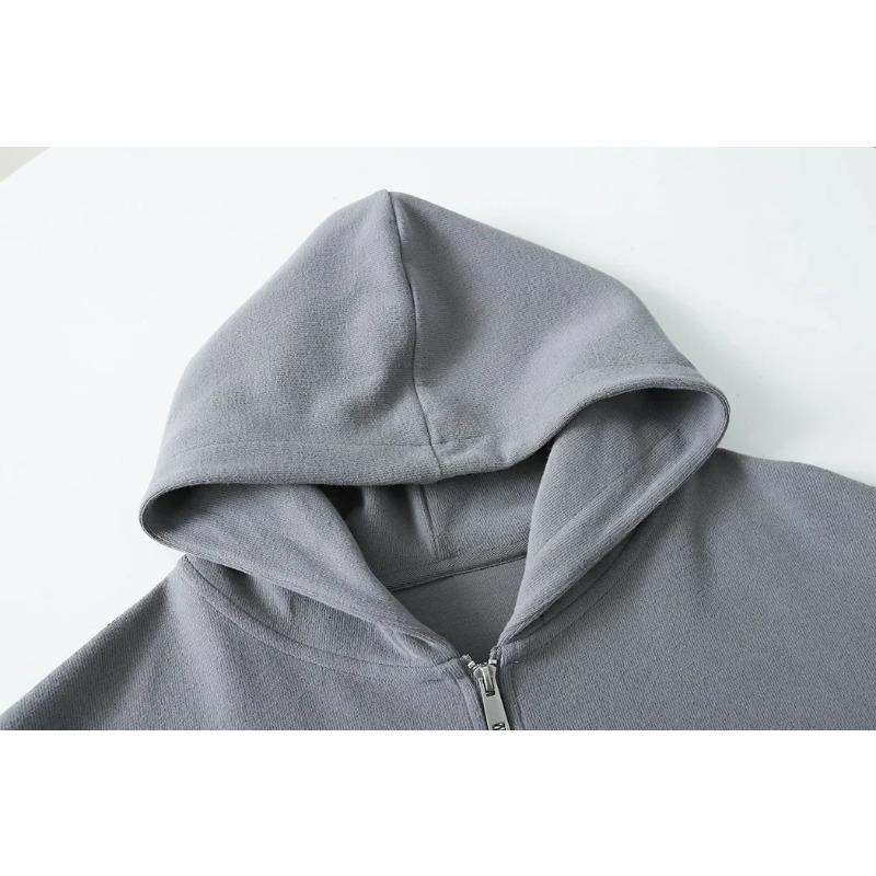 Осенняя мода Двойная молния Ленивый Повседневный свитшот с капюшоном Завязка Широкие брюки Костюм Ранняя осень Новый стиль