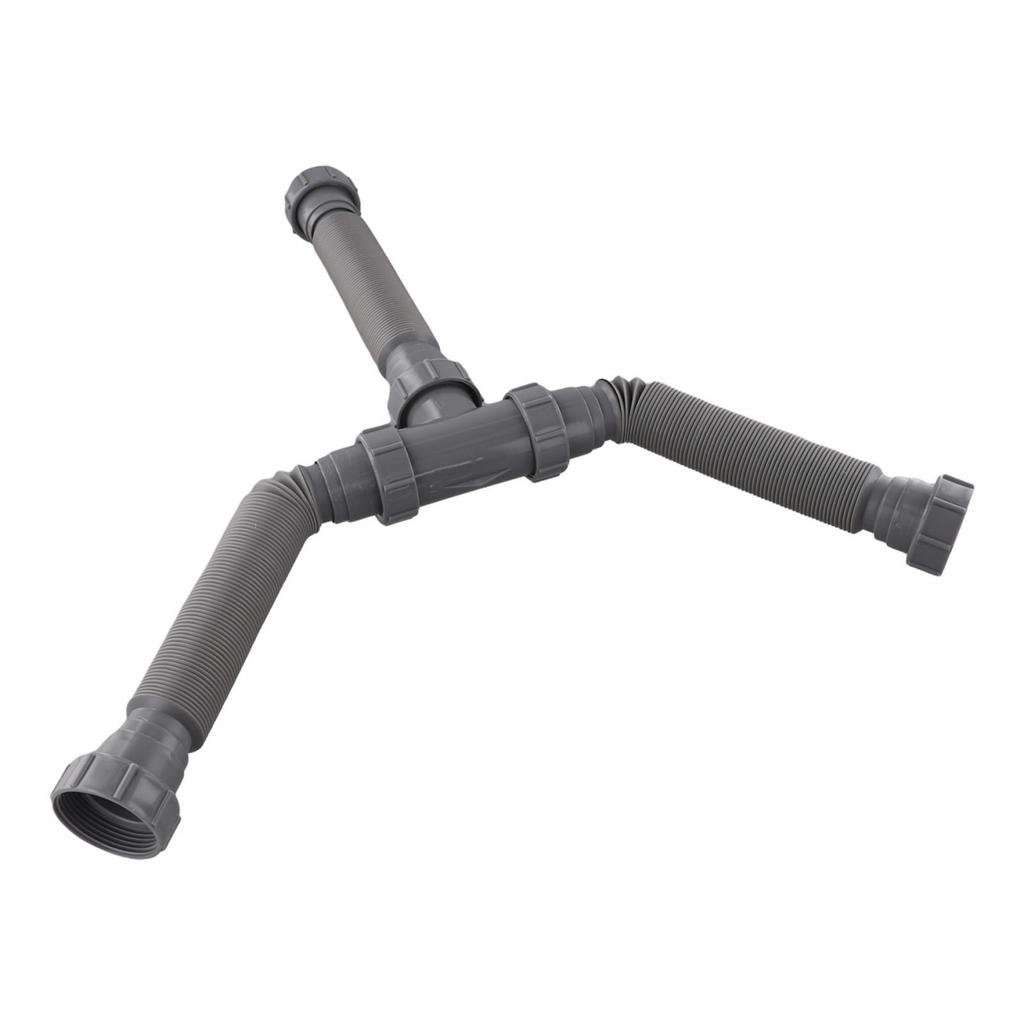 Flexible Double Sink Drain Kit 112 and 114 Inch P Trap Pipes for Sink Drainage