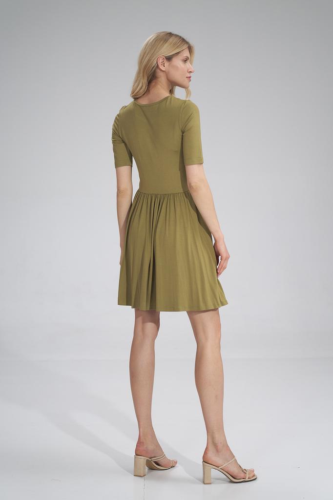 Summer dress with short sleeves - Olive dress M751 size