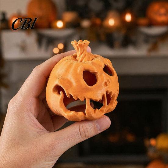 Halloween Skull Pumpkin 3D Printed Candle Holder, Hollow Design Sturdy Decoration Figurine, Multifunctional Ambient Lampshade for Party Favors Festive