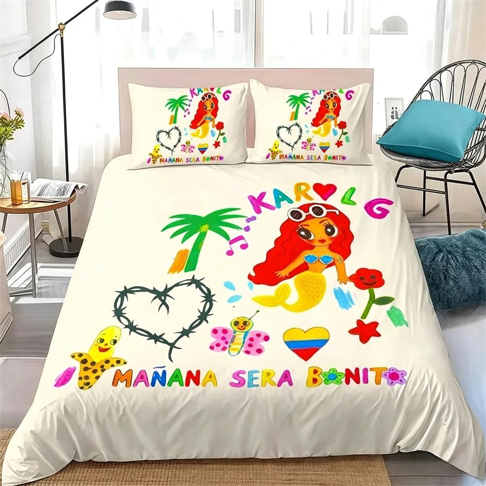 Fashion Karol G Manana Sera Bonito Bichota Bedding Set Boys Girls Twin Queen King Size Duvet Cover Pillowcase Bed boys Adult