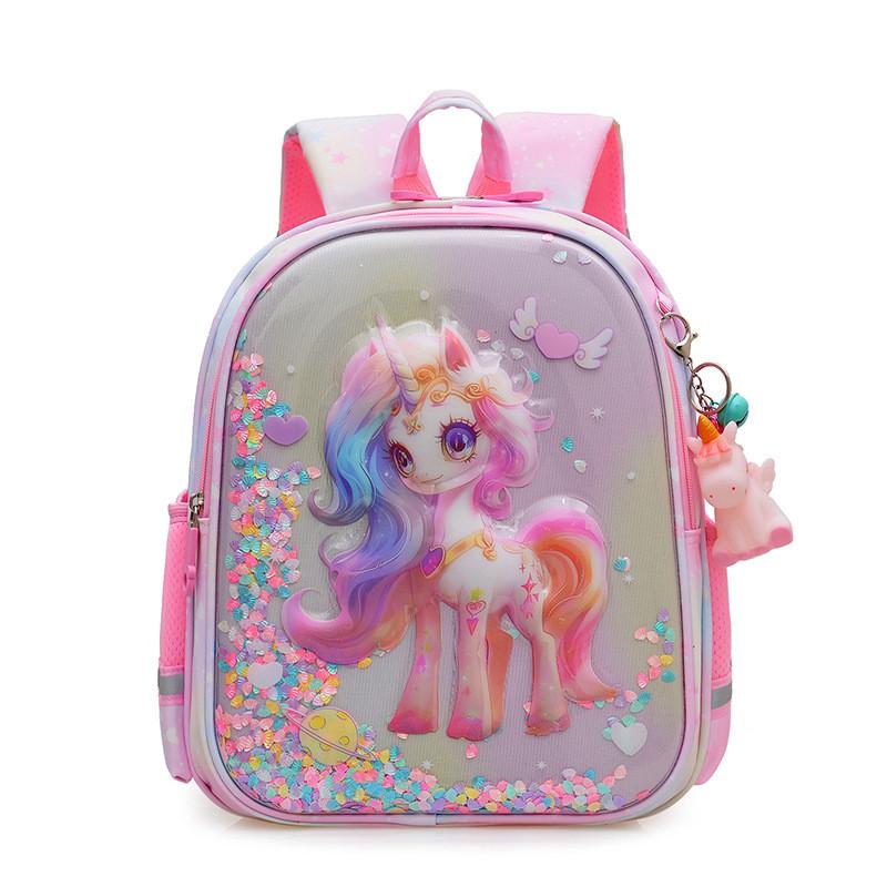 Детский рюкзак Elsa Unicorn 3D с жестким корпусом и дышащими лямками для школы
