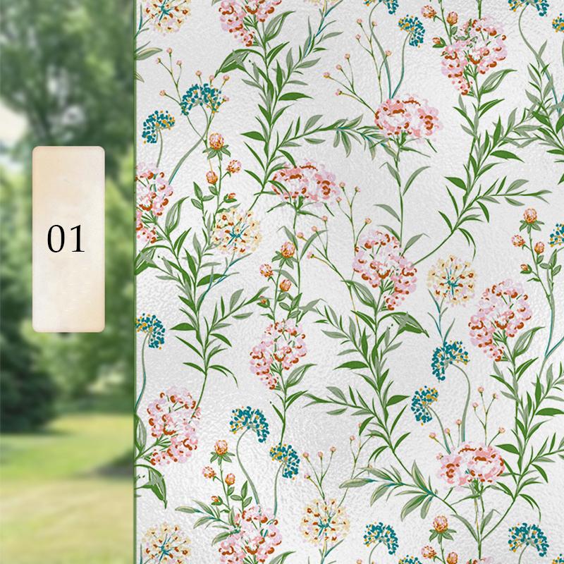 Винтажная пасторальная пленка для окон в романтическом стиле, защитная пленка для стекол, цветочная камелия, матовая статическая наклейка на стекло