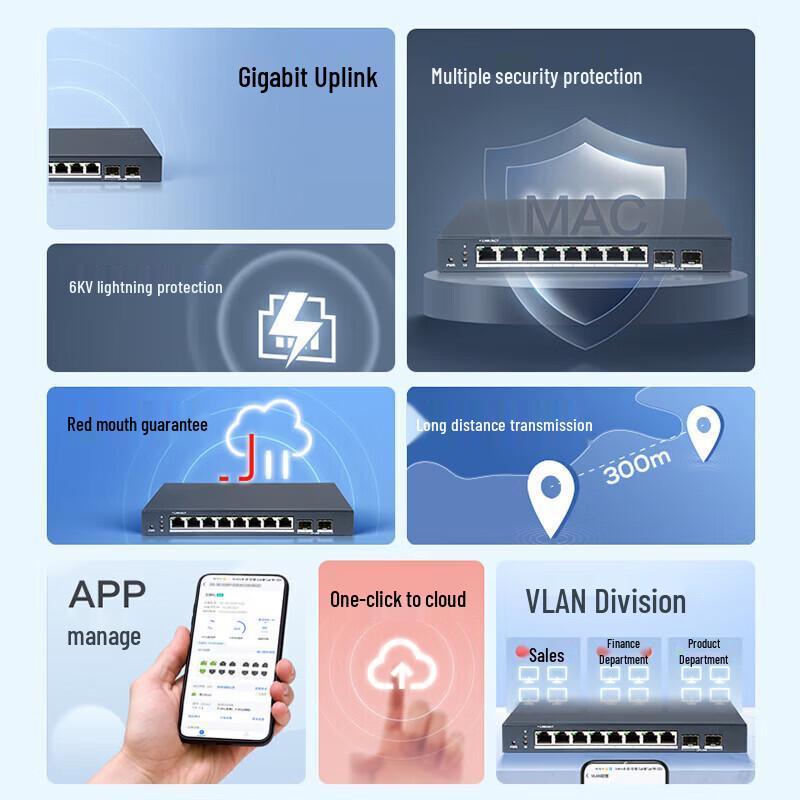 HIKVISION 10-Port Gigabit Managed Cloud Network Switch CN plug (adapter included)
