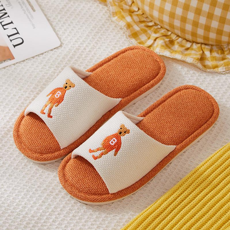 New Four Seasons Linen Slippers Children's Simple Cartoon Cute Boys and Girls Home Indoor Non-slip Sweat Absorption