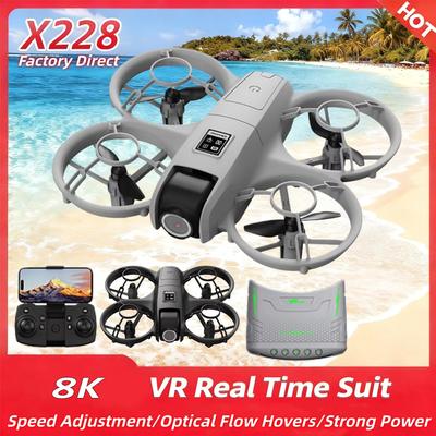 Дрон X228 с VR-очками 8K 2.4G WIFI Позиционирование Профессиональный HD Аэрофотосъемка RC Самолет HD Двойная Камера Квадрокоптер Аэрофотосъемка Дроны Игрушки