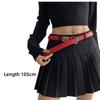 Leather Women's Red Belt Oval Buckle Jeans Belt Simple Rivet Belt  Wide Waistband