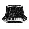 Черно-белая фортепианная музыкальная шляпа-ведро с узором для рыбалки, спортивные шапки для подростков, легкие легкие шапки для занятий спортом на открытом воздухе