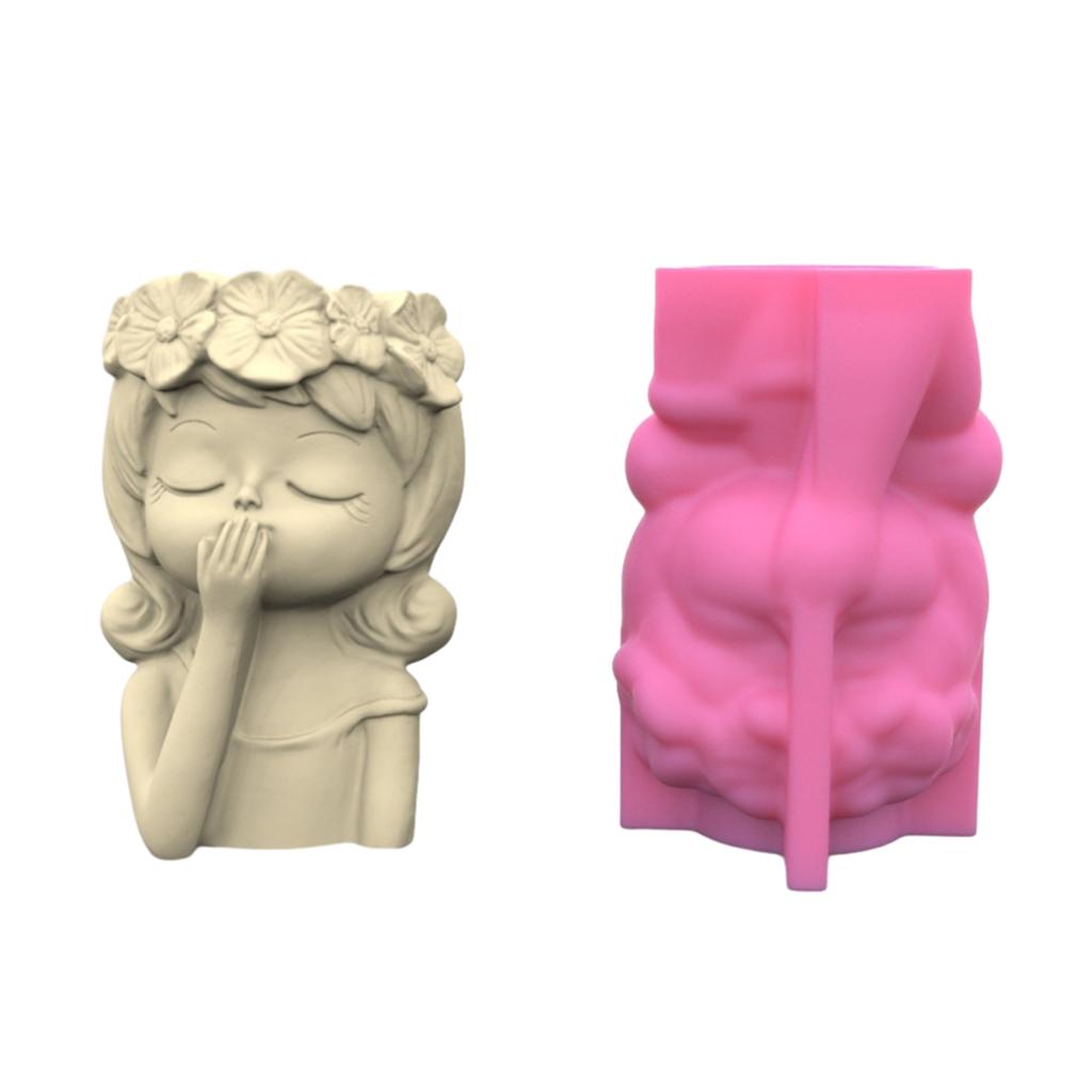 Geometric Garland Girl Gypsum Silicone Molds Storage Box Mold for Making Succulent Plant Pot Flower Pot Pen Holder