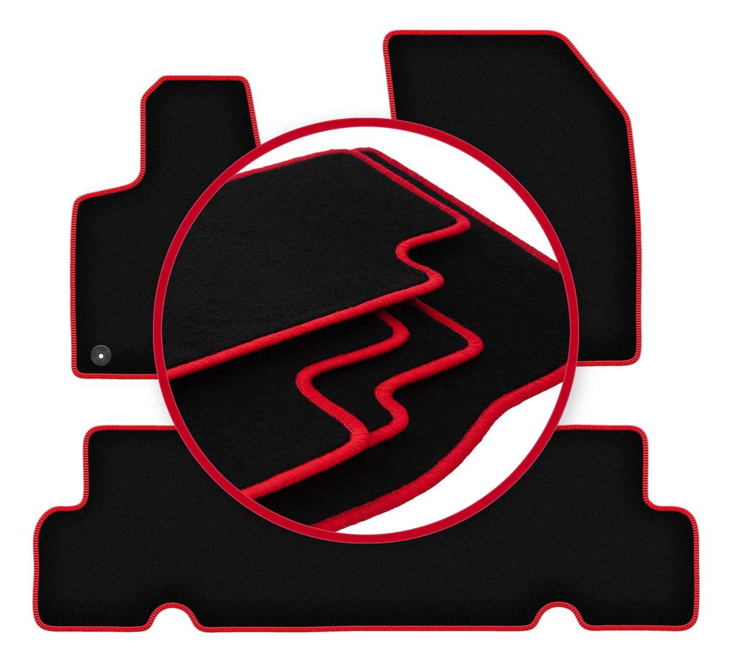 Velour floor mats with red edge for: Citroen C4 Grand Spacetourer minivan (2018-)