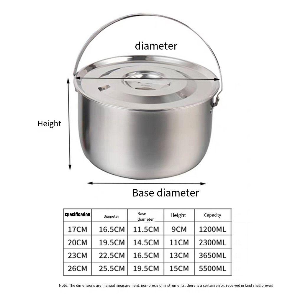 17-26cm Outdoor Camping Pot Stainless Steel Portable Single Pan Pot  Picnic