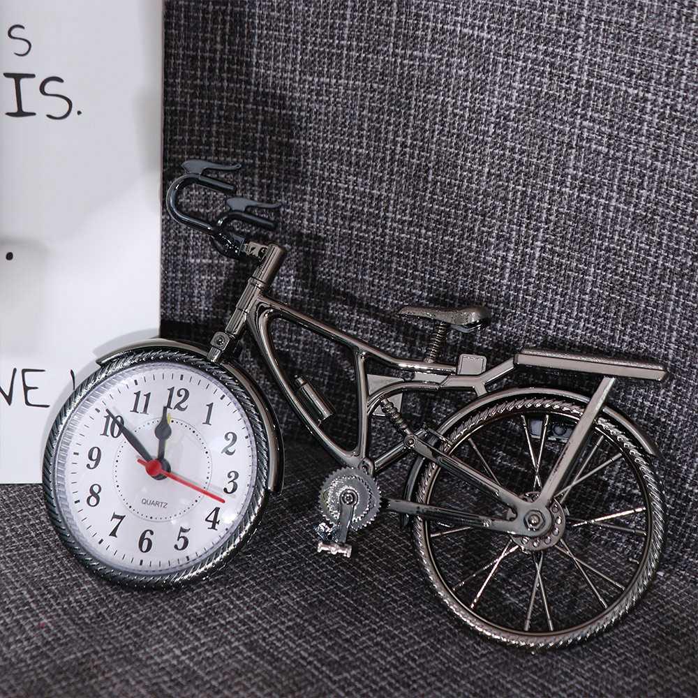 Retro NEW Cool Home Model Desk Decoration Stand Clock Glamorous Quartz Alarm Clock Gift Bicycle