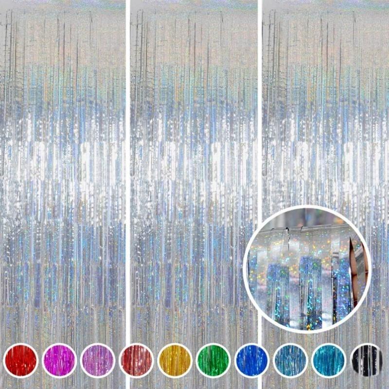 1/2/3Pack Glitter Party Backdrop Metallic Foil Tinsel Fringe Curtain Birthday Wedding Graduations Decoration Anniversary Photo. 5