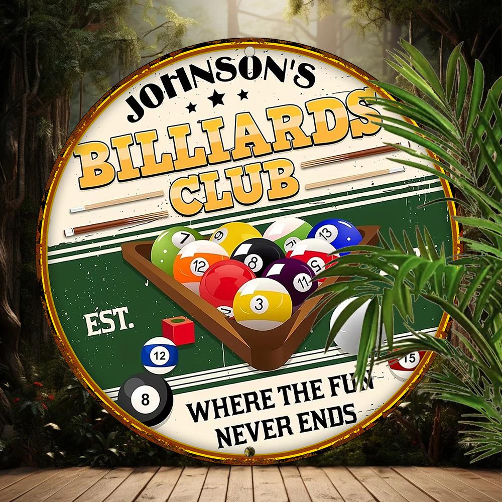 1pc Vintage Johnson'S Billiards Club Wood Sign, UV Printed Wooden Plaque, Dustproof Wall Decor for Home, Garage, Cafe, Restaurant, and BarInches