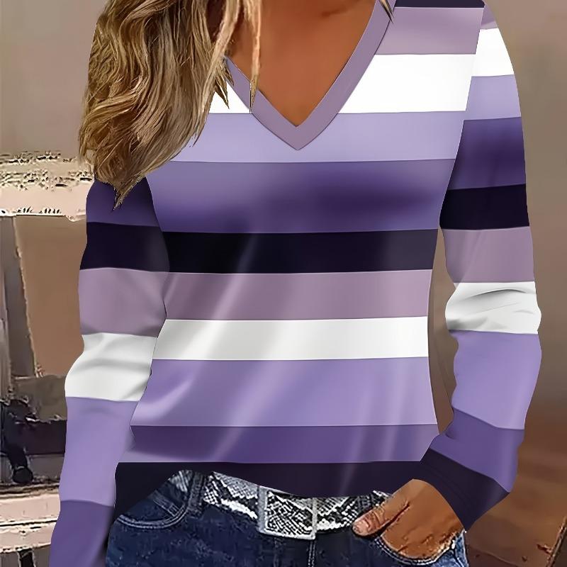 Coded Women's Fashion Women's V-Neck Long Sleeve T-Shirt