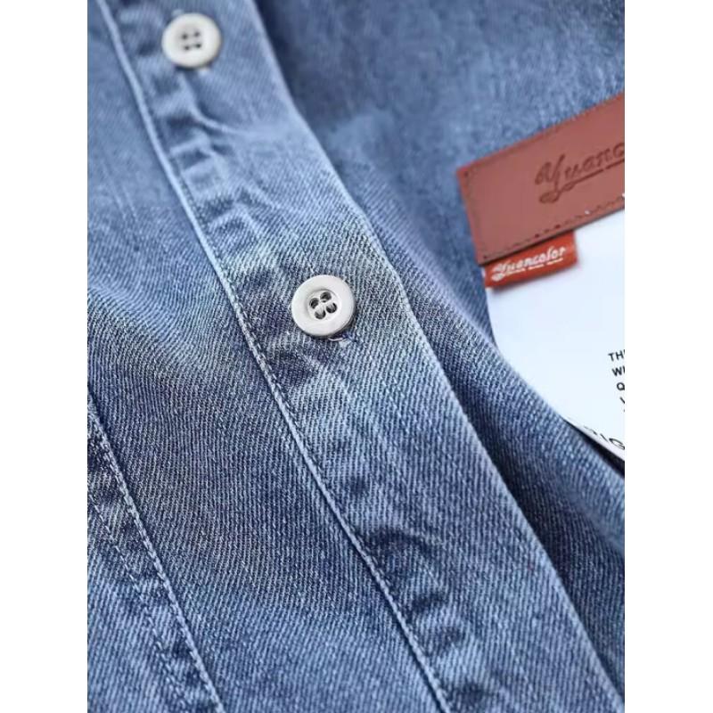 Женская свободная повседневная джинсовая рубашка с длинным рукавом, блузка на одной пуговице с воротником поло