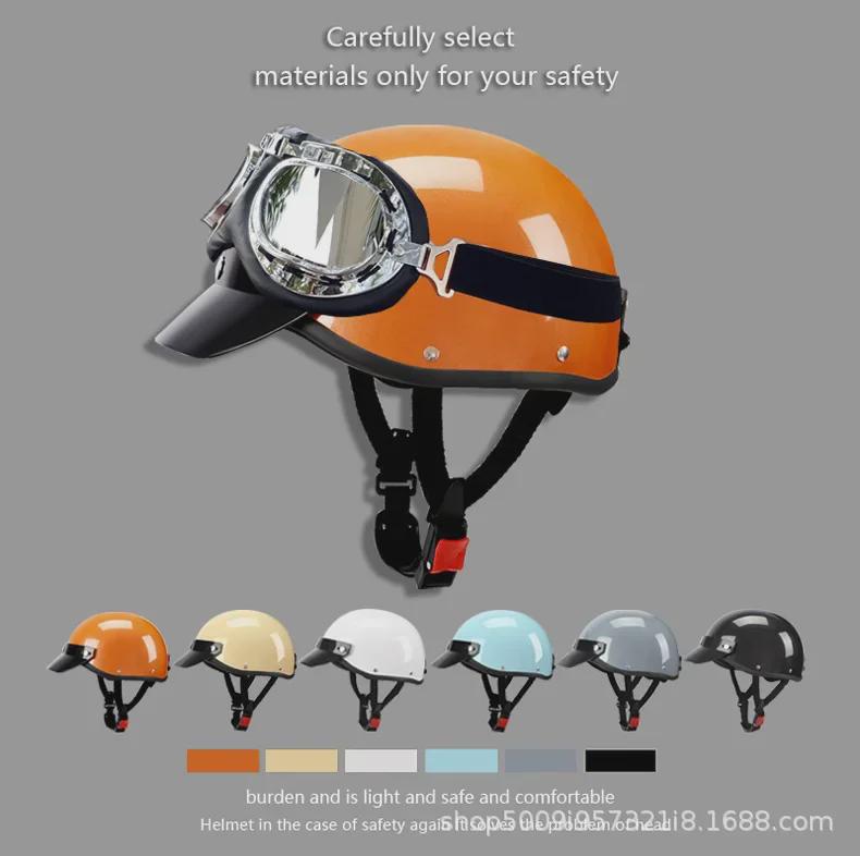 Сертифицированный 3C ретро-шлем Harley: Красный полушлем для электромобилей и мотоциклов, для мужчин и женщин, для езды в любое время года и летом.