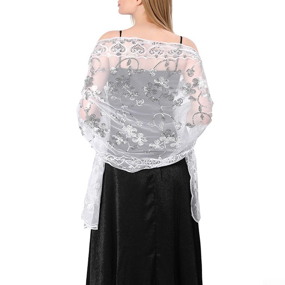 Шаль с запахом Блестящие пайетки Тюль Кружева Женская резинка