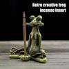 Медитация Туман Подставка для благовоний Палочки Винтажный Металл Сидящая Лягушка Благовония