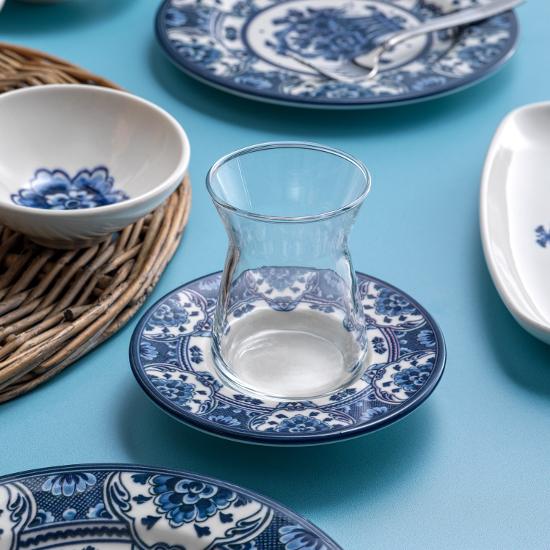 Flores Breakfast Set-18 Pieces-Navy Blue