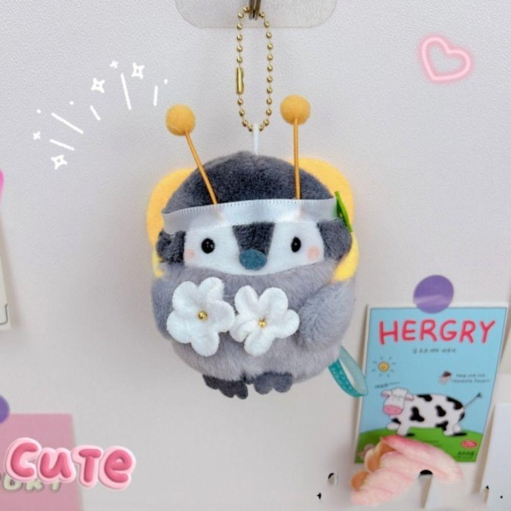 Cartoon Penguin Plush Keychain Lucky Koi Little Duck Animal Penguin Stuffed Toys Bread Bee Soft Doll Pendant Couple Keyrings
