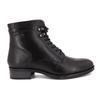 Women's PIERRE CARDIN Black Leather Heeled Ankle Boots with Laces