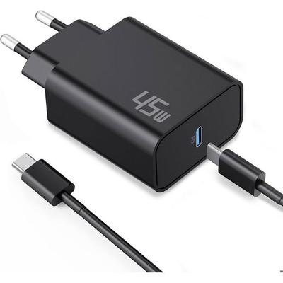 Быстрая зарядка 45 Вт - Черный - Кабель USB-C 1 м - Совместим с Samsung A16 A17 A36 A56 - E.F.CONNECTION