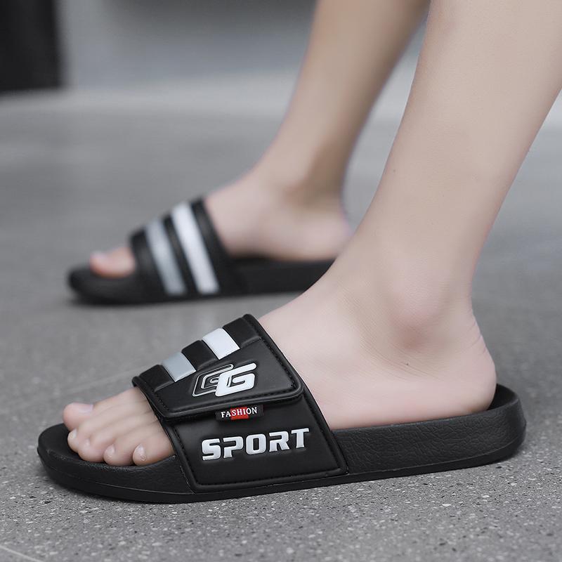 New Mens Slippers Velcro Strap Slipper Lightweight Slide Summer Beach Shoe Soft Mules Slide Flip Men Big Size Sandal Casual Clog