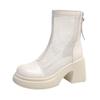 Fashion Fashion Round Toe High Heels Women's Sandals 2025 Summer Waterproof Platform Thick Bottom Short Boots Mesh Casual Women's Boots