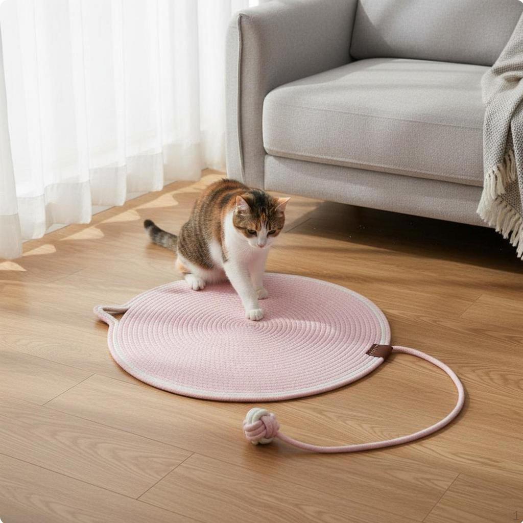 Крулый коврик-когтеточка для кошек LowShed для домашних кошек, котят Розовый 35 см