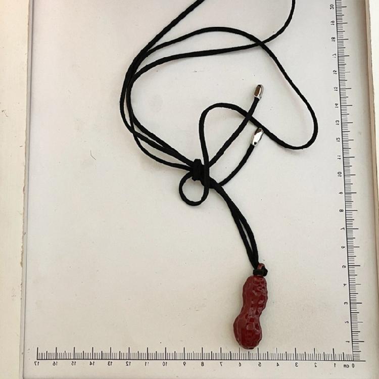 Изысканное Ожерелье с Арахисом на Черном Шнурке Statement Бижутерия Модное Ожерелье Сплав с Текстурой для Различных Случаев