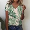 Футболка с 3D-принтом и цветочным принтом в виде тропических листьев, летние женские футболки с V-образным вырезом, топы Y2k, уличная одежда, футболки больших размеров в стиле Харадзюку, женская одежда