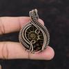 Ammonite Fossil Gemstone Pendant Copper Wire Wrapped Pendant Ethnic Jewelry Handmade Pendant Copper Jewelry Birthstone Pendant Gift For Her