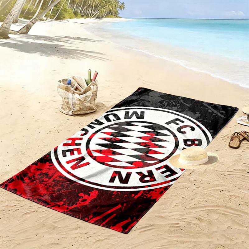 FC Bayern Munchen Print Beach Towel, Large Soft Quick Dry Towel for Beach Camping Swimming