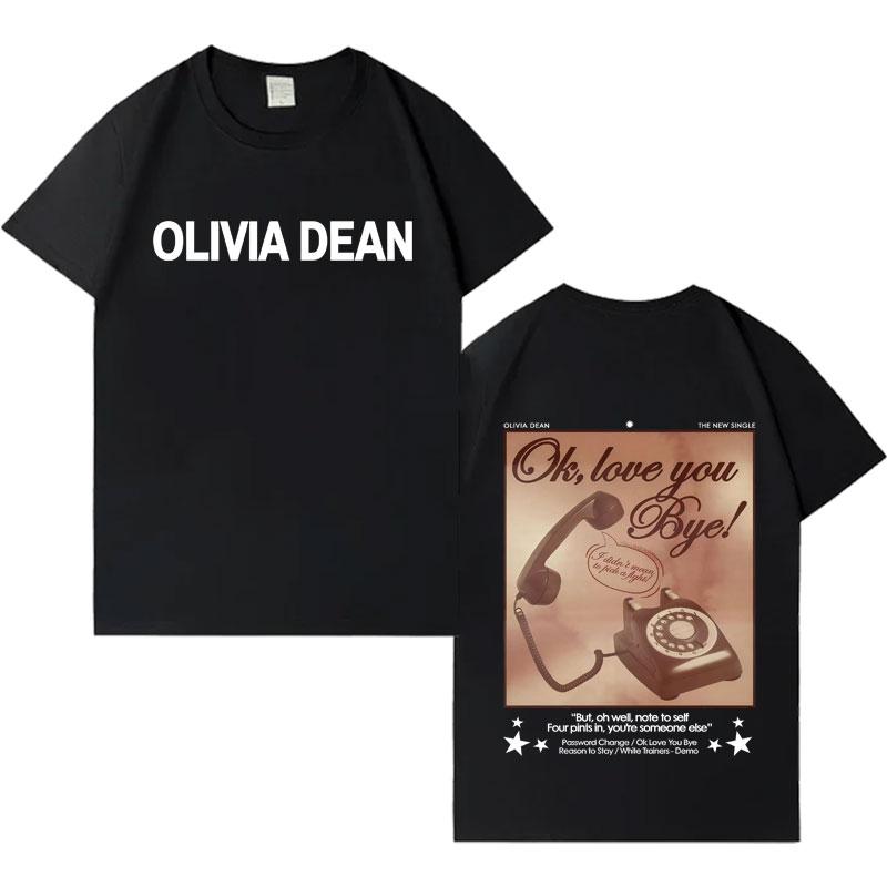 Футболка с коротким рукавом и графическим принтом в стиле хип-хоп, модель Olivia Dean, популярная, для мужчин и женщин, свободного кроя, из высококачественного хлопка, повседневная, уютная.